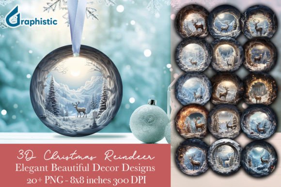 3D Reindeer Christmas Ornament Bundle: A Designer’s Take on Illustrations for Branding