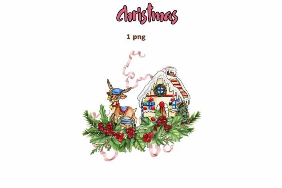 Christmas Composition with Deer Illustrations Review