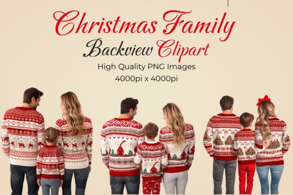 Christmas Family Back View Clipart