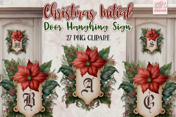 Christmas Initial Door Hanger Sign Illustrations Review