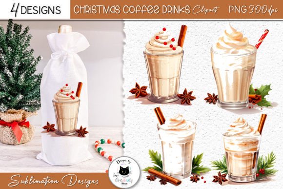 Coffee Drink Christmas Clipart for Illustrations