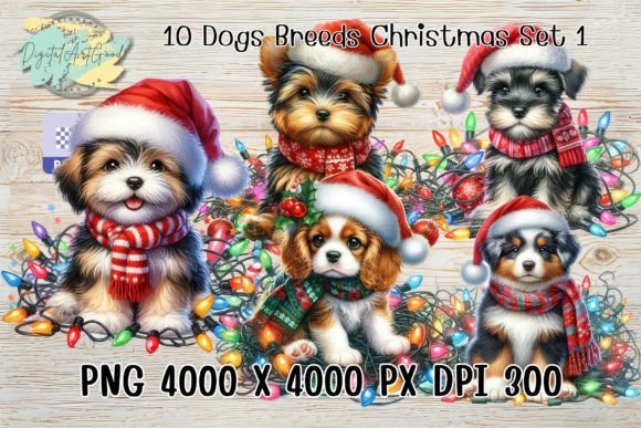 Cute 10 Dog Breeds Christmas Bundle Set1: A Review for Illustrations and Digital Sellers