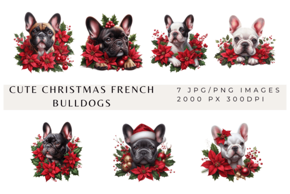 Cute Christmas French Bulldogs: Festive Illustrations for Modern Publishing