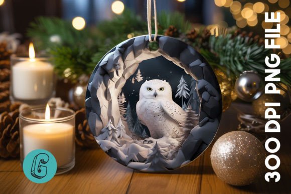 Cute Owl Christmas Ornament PNG 08 Illustrations Review