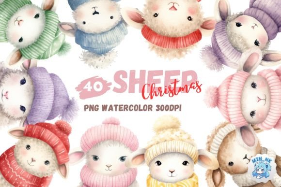 Cute Sheep Christmas Watercolor Illustrations Review