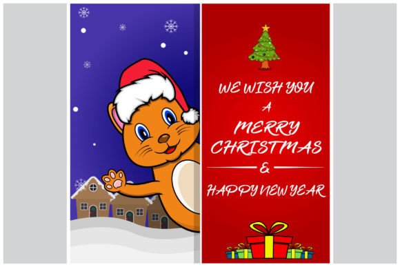 Merry Christmas Card with Cute Cat Illustrations Review