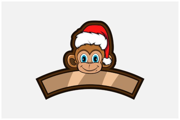 Monkey Head Logo with Christmas Hat: A Seasonal Illustrations Asset for Publishers