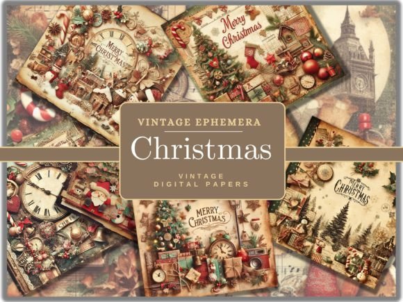 Vintage Ephemera Christmas Backgrounds Review