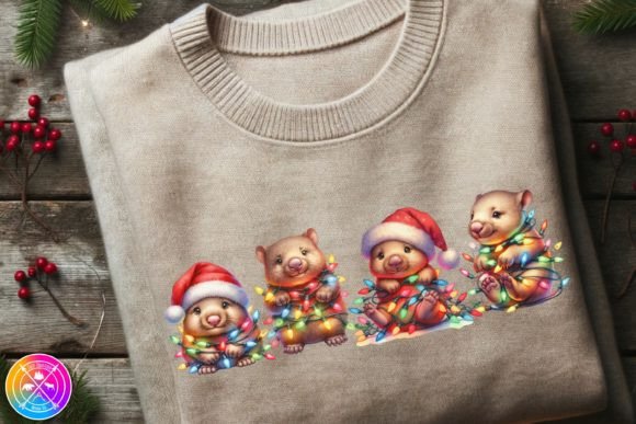 Wombat in Christmas Lights: Illustrations for Festive Branding